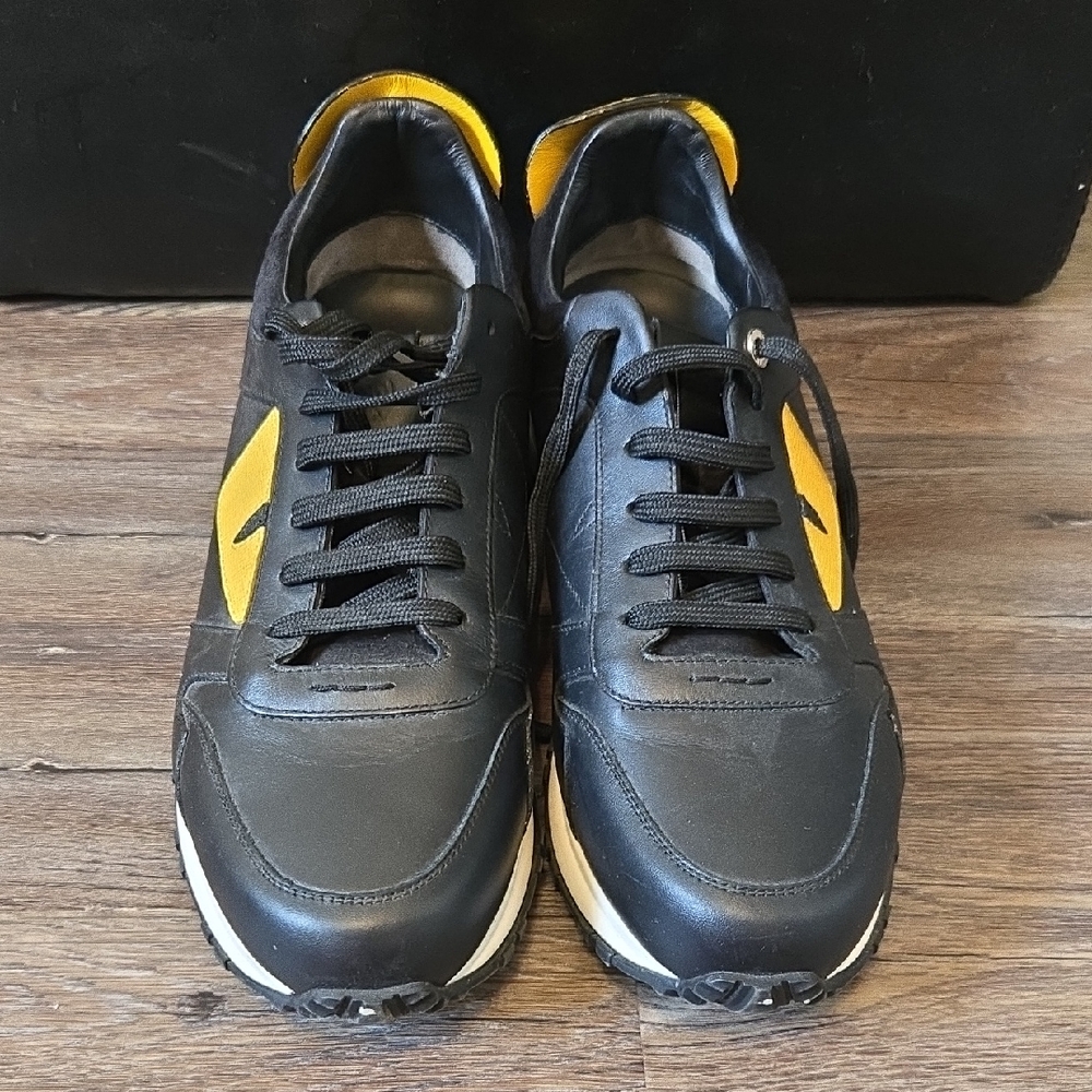 Fendi Black and Yellow Men's Sneakers Size 9